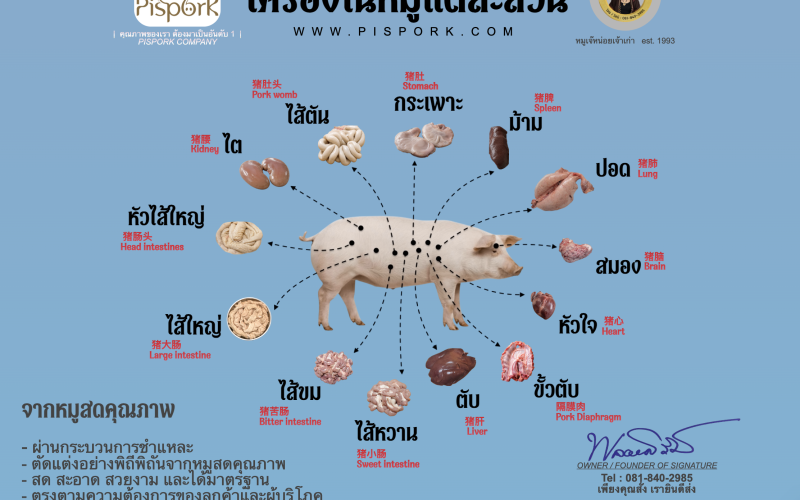 เครื่องในหมูแต่ละส่วน